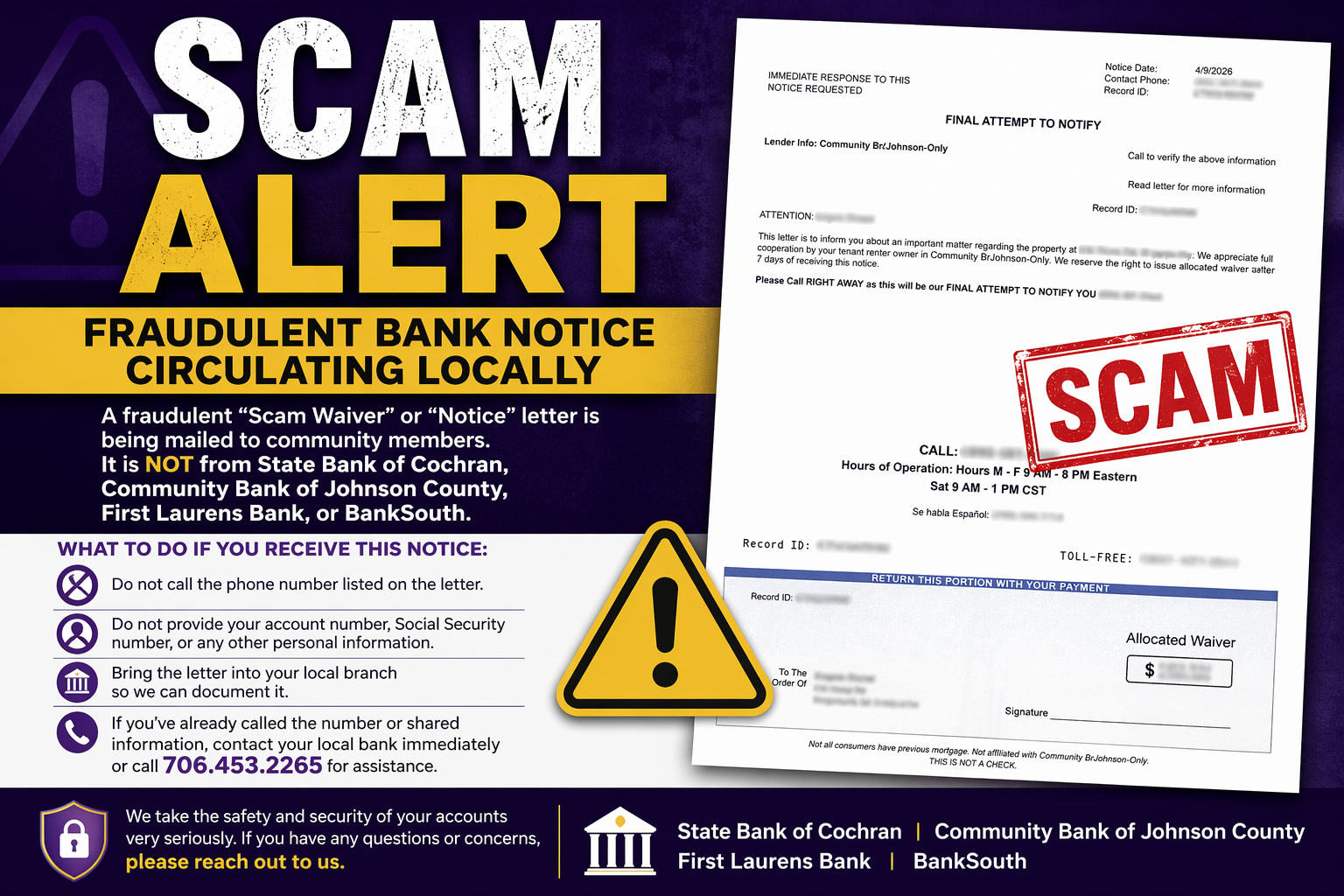 Scam Alert Issued After Fraudulent Bank Notices Circulate Locally