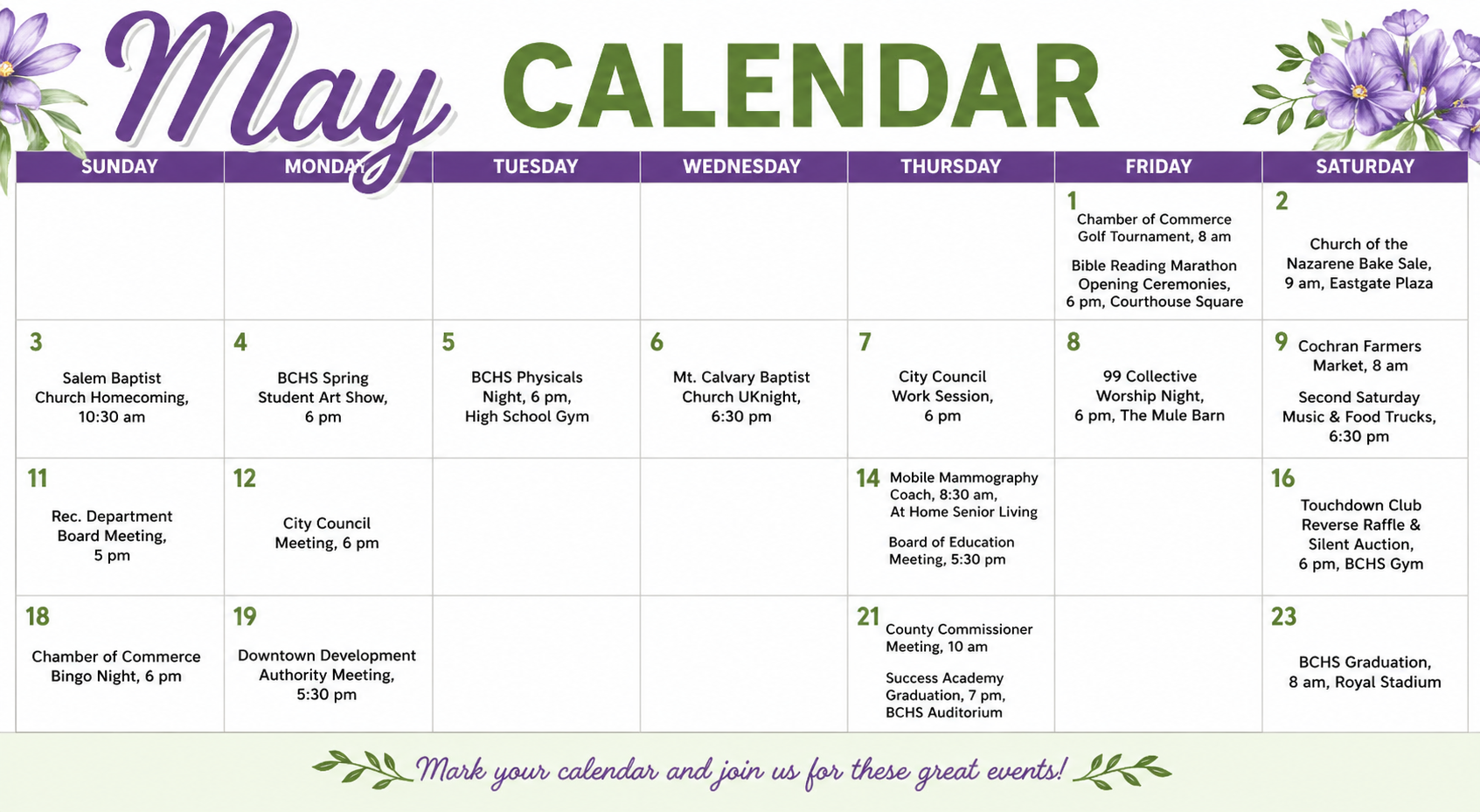What’s Happening in May
