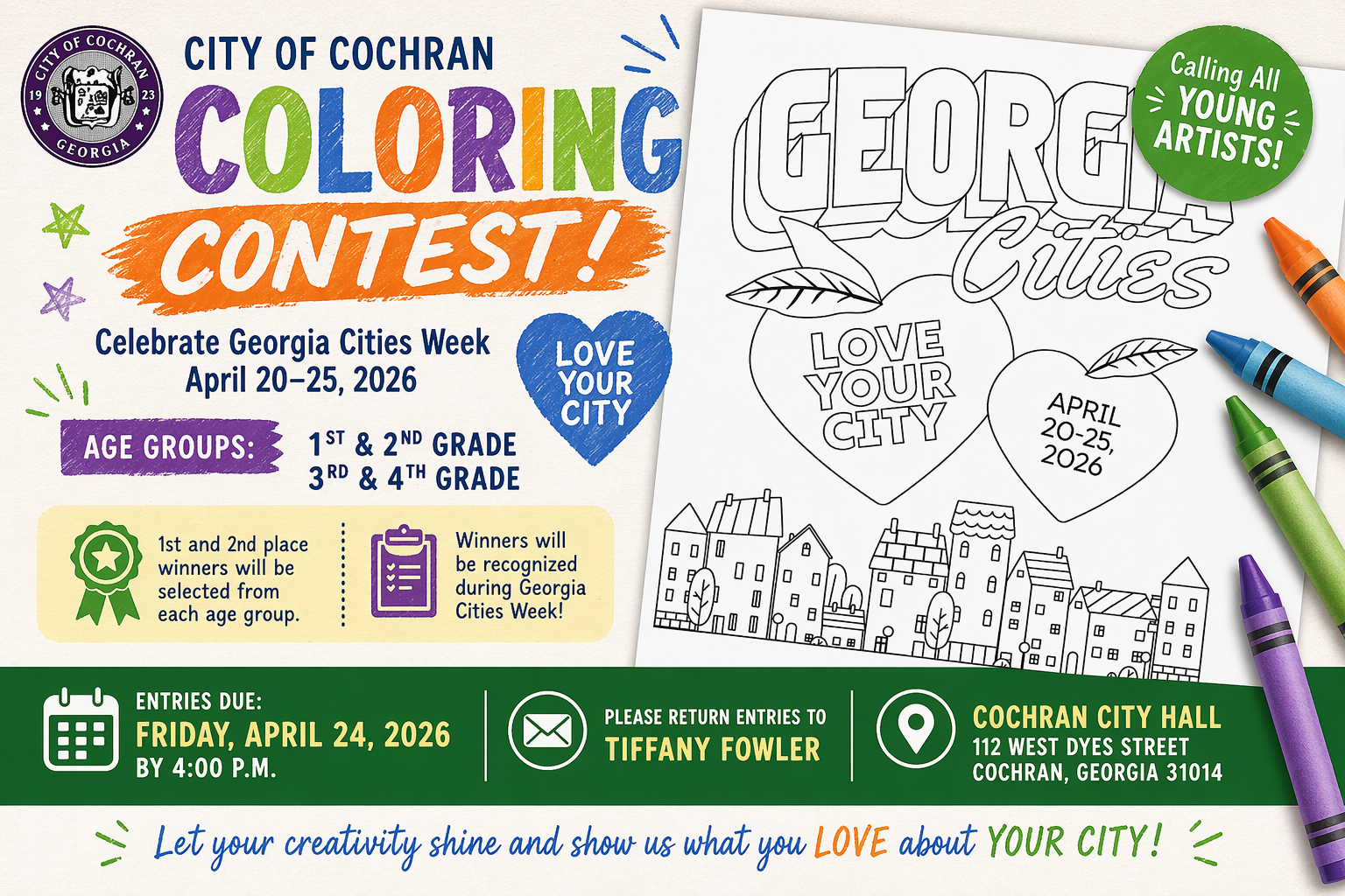 City of Cochran Announces “Georgia Cities Week” Coloring Contest for Local Students