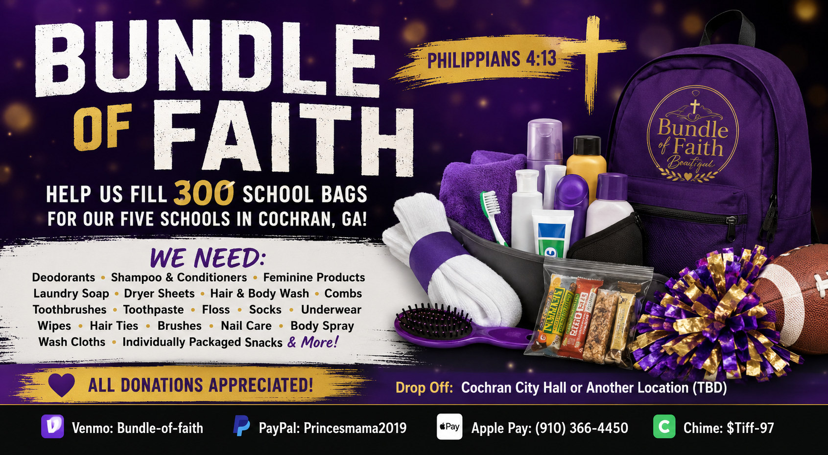 Bundle of Faith campaign aims to provide 300 school care bags for local students