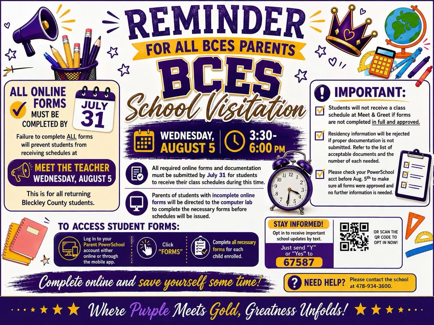 BCES Parents Reminded to Complete Online Forms Before July 31 Deadline