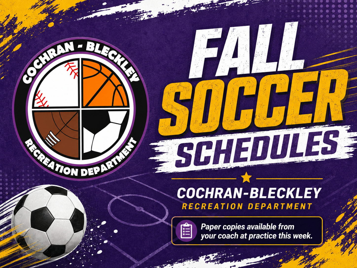 Fall soccer schedules released for Cochran-Bleckley Recreation Department