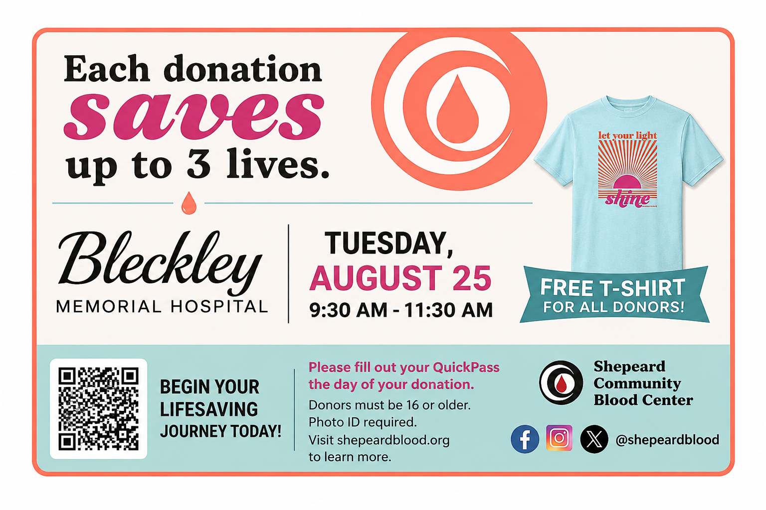 Blood Drive Planned at Bleckley Memorial Hospital Aug. 25