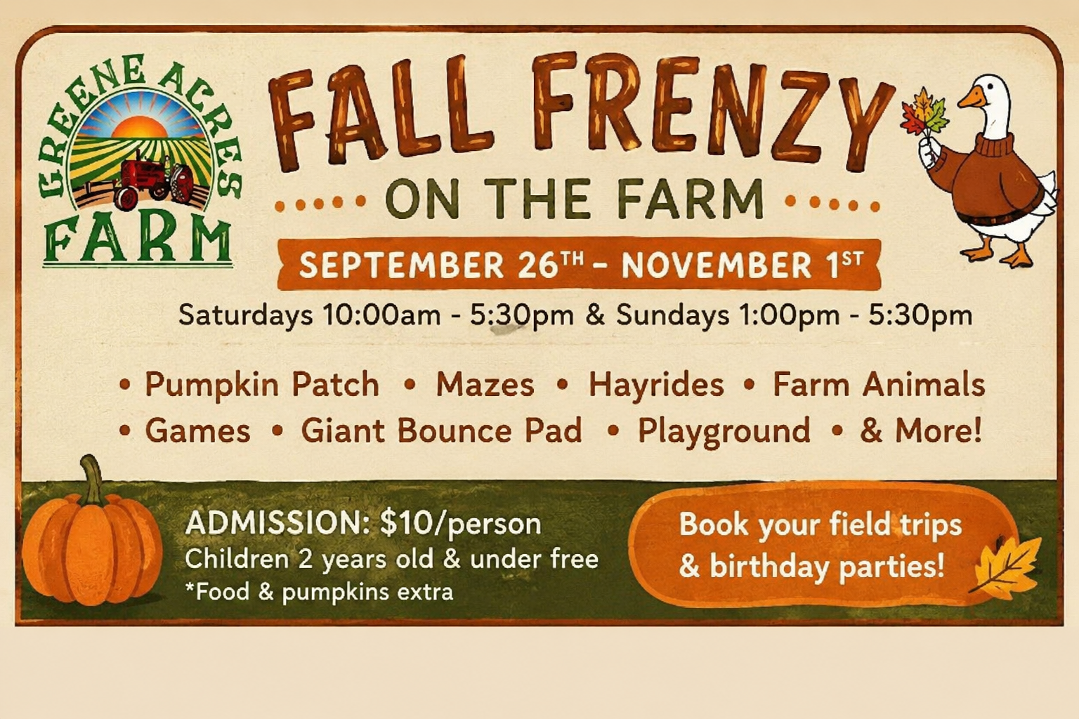 Fall Frenzy on the Farm Returns to Greene Acres