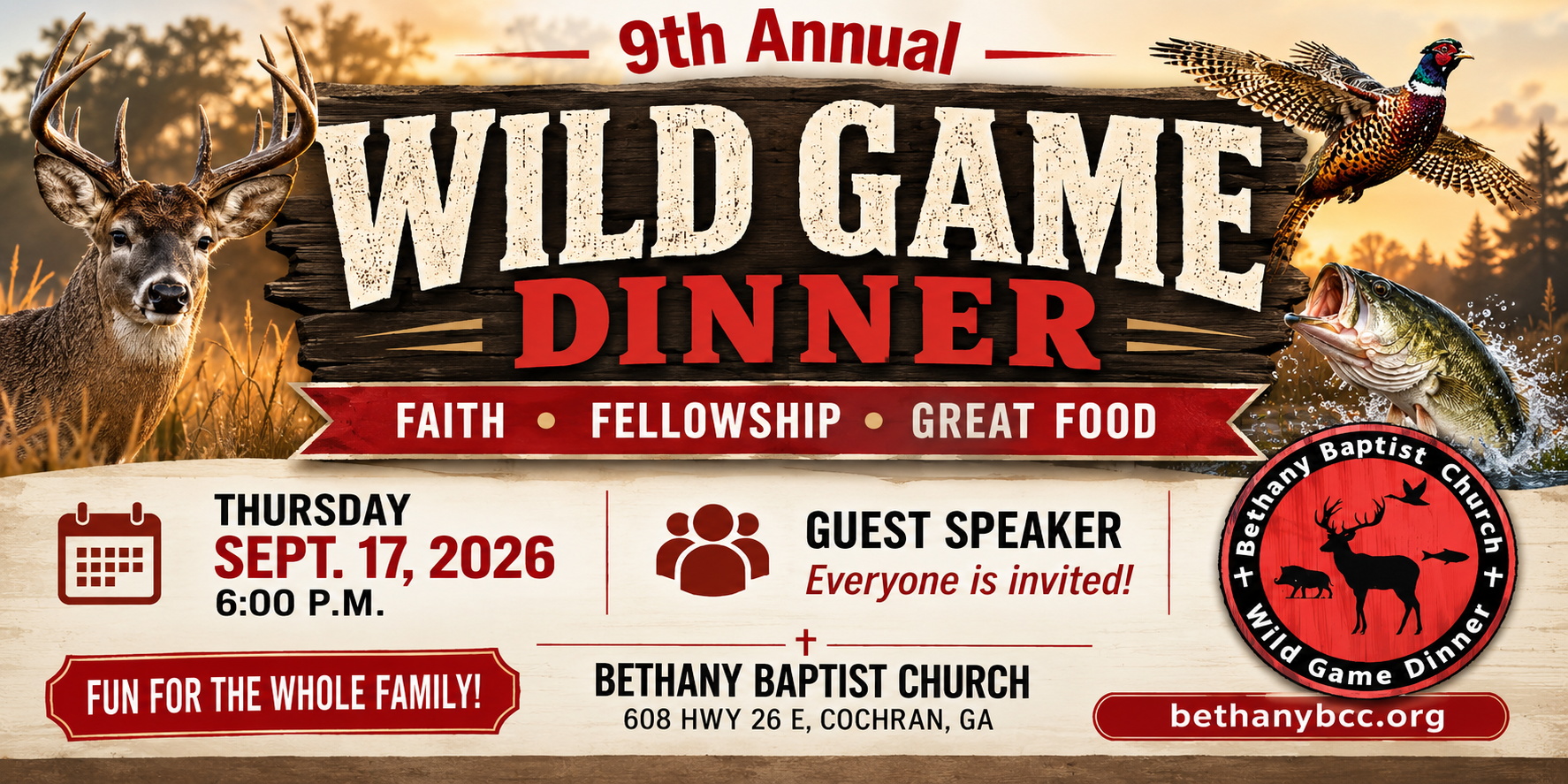 Bethany Baptist Church to host 9th annual Wild Game Dinner