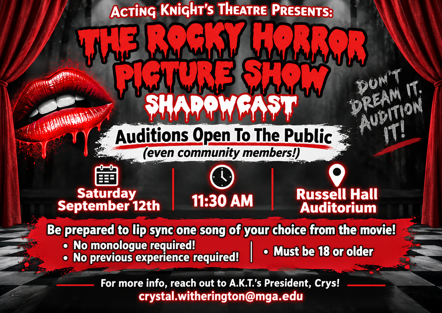 Acting Knight’s Theatre to Hold ‘Rocky Horror’ Shadowcast Auditions Sept. 12