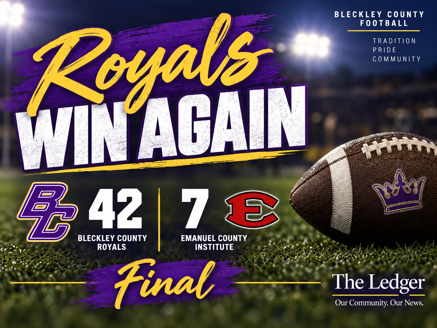 Royals finish off ECI, win 42-7