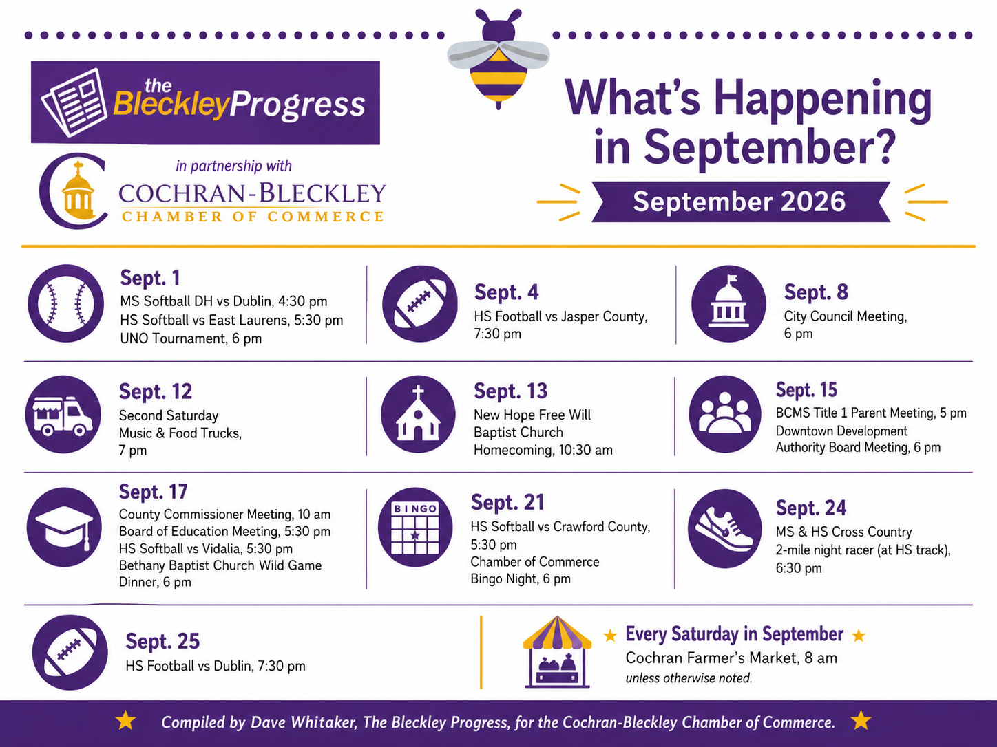September Community Calendar Highlights Busy Month in Bleckley County
