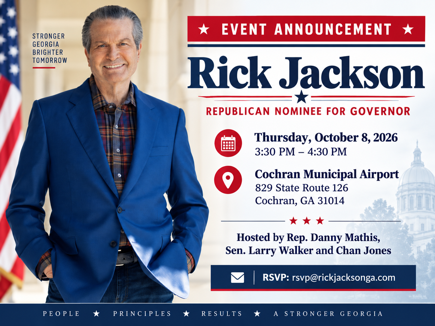 Jackson gubernatorial campaign event planned Oct. 8 in Cochran
