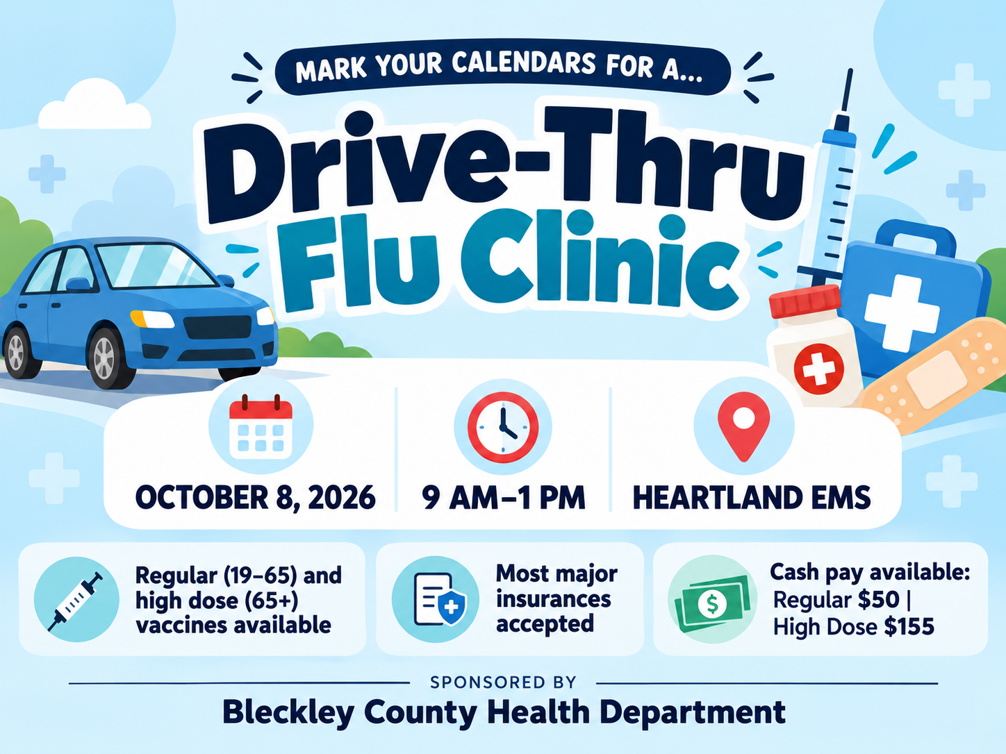Bleckley County Health Department to Host Drive-Thru Flu Clinic Oct. 8