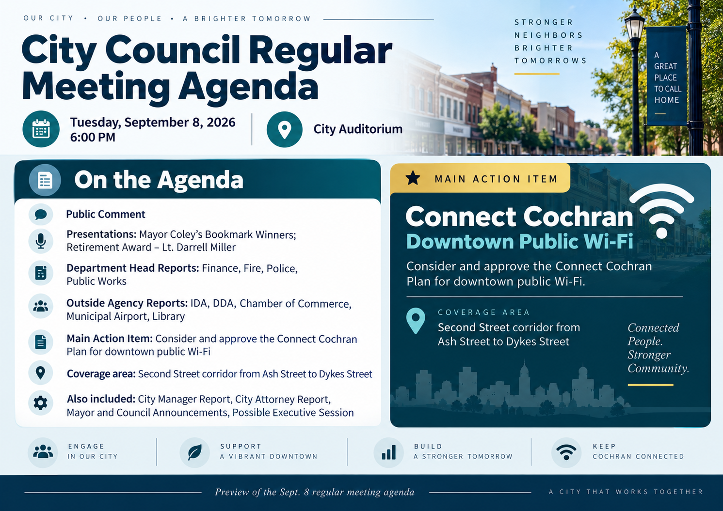 Cochran City Council to Consider Downtown Wi-Fi Plan at Sept. 8 Meeting