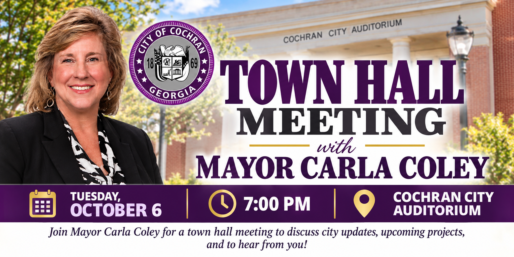 Mayor Coley Schedules Oct. 6 Town Hall Ahead of City Council Meetings