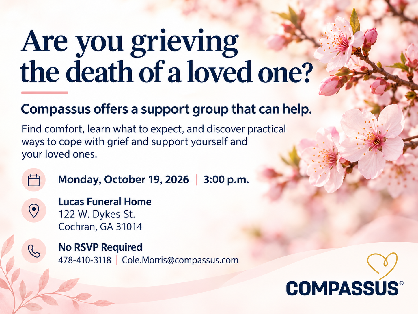 Compassus to Offer Grief Support Group in Cochran on Oct. 19