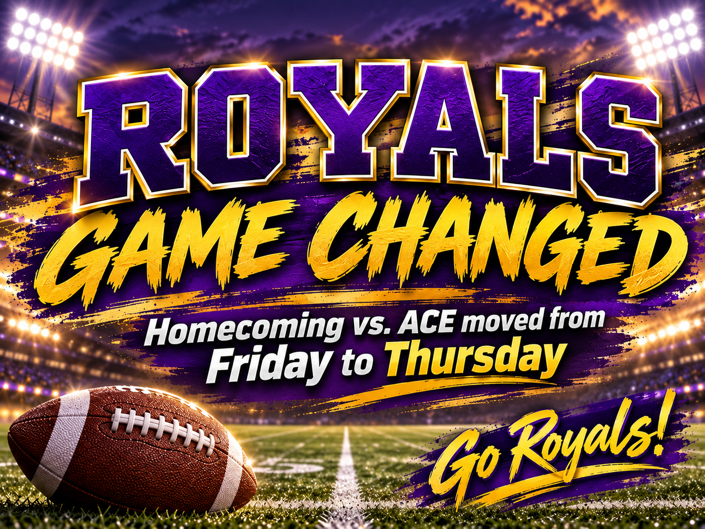Schedule Change: Homecoming game moved to Thursday