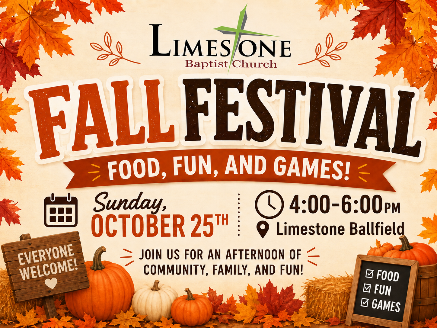 Limestone Baptist Church to Host Fall Festival Oct. 25