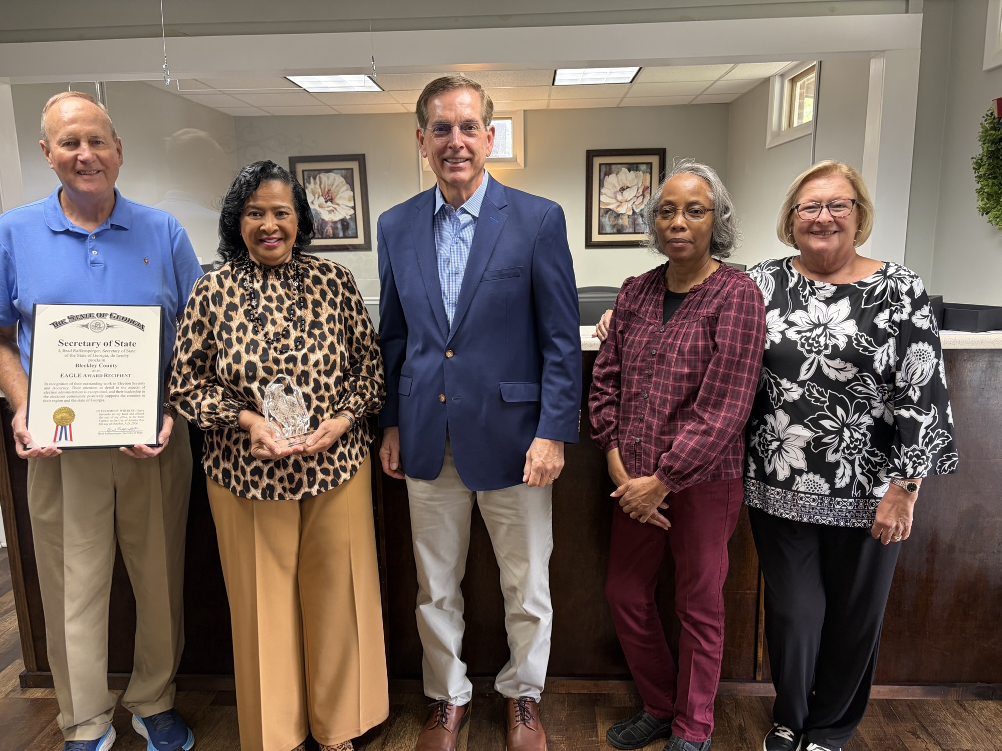 Bleckley County Elections Office Receives EAGLE Award for Excellence