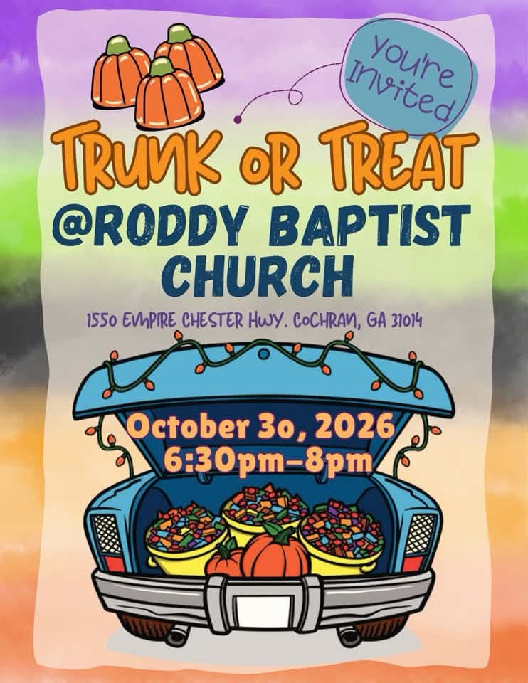 Roddy Baptist Church to Host Trunk-or-Treat October 30
